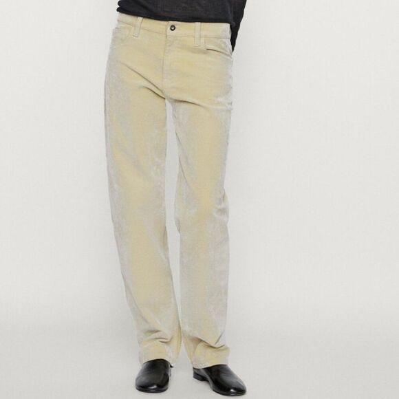 Massimo Dutti Womens Trousers Pants EU 40 US 8 Flocked Velvet Beige 5035/936 NWT - Picture 1 of 10